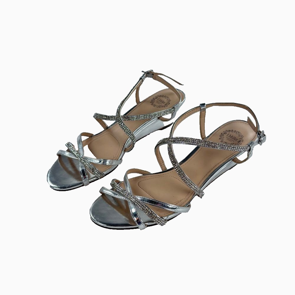 Silver Kitten Heels Sz 7 Rhinestones Elegant Prom Formal Party‎ I. Miller